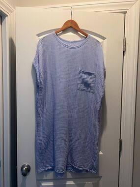 Velvet Light Lavender Short-Sleeve Pocket Crewneck Dress